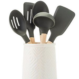 5-Piece Silicone & Wood Utensil Set w/ Crock